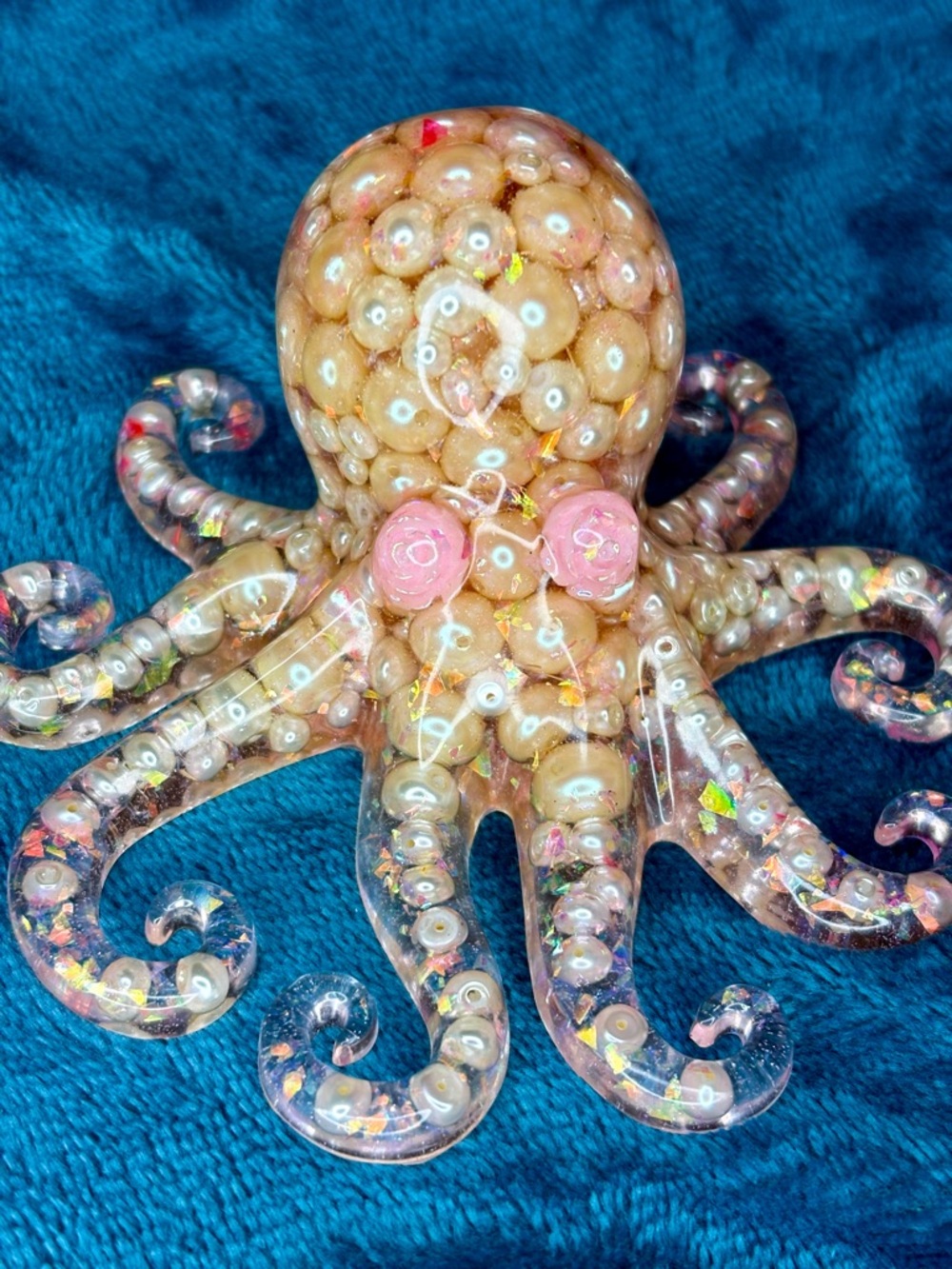 Octopus Figurine with Pearl Details/ HANDMADE - Pink and Cream - Picture 5 of 5